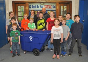 The Recycling Team at LCCE with Principal Stacy Kidwell and Vanceburg Mayor Matt Ginn. - Photo by Dennis Brown