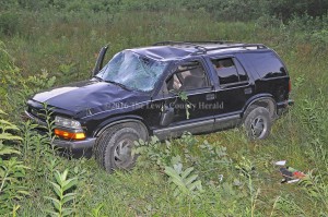 This reportedly stolen Chevy Blazer was involved in a single vehicle accident Tuesday evening near Burtonville. - Photo by Dennis Brown