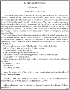 Lewis County Schools seeking superintendent
