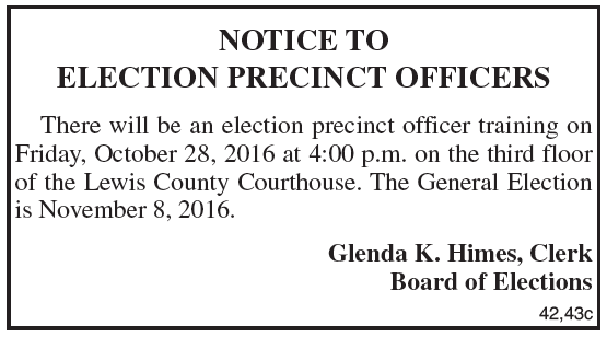 Notice to Election Precinct Officers
