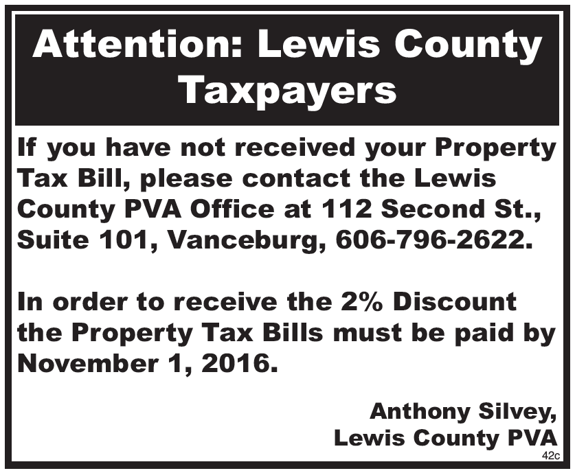 Notice to Lewis County Taxpayers