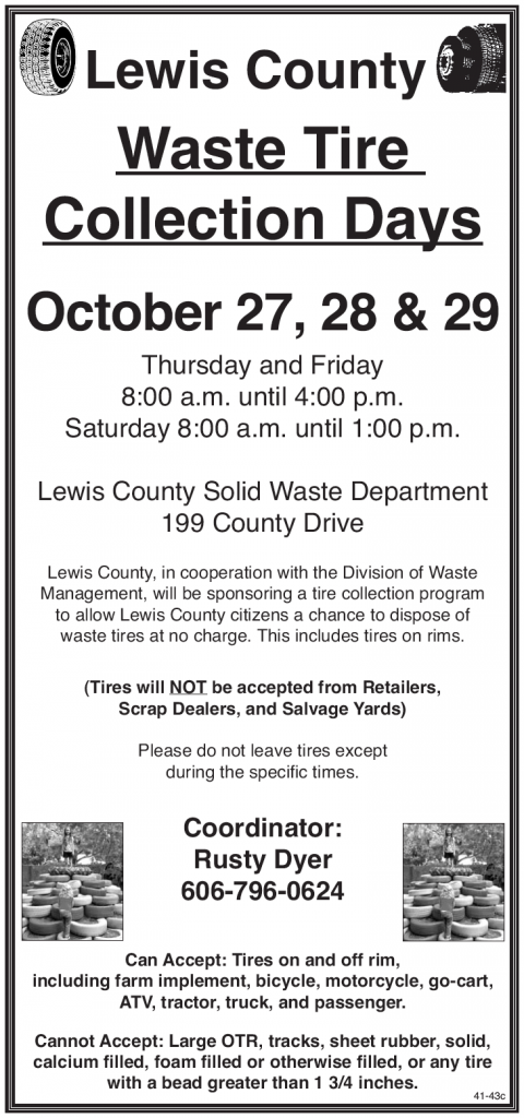 Lewis County Waste Tire Collection Days