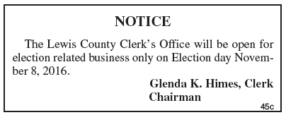 Lewis County Clerk, public notice