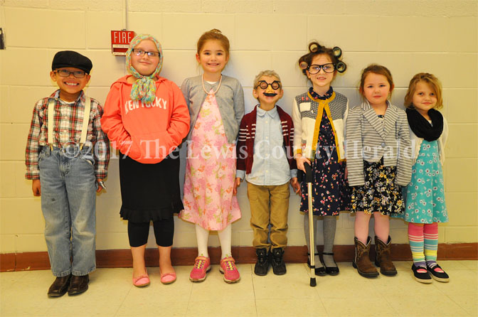 Garrison Elementary students decked out for the 100th day of school. Zay Yates, Autumn Stone, Isabella Bloomfield, Bryson Stamper, Lillie Bentley, Emma Walters and Aurora Mosley.