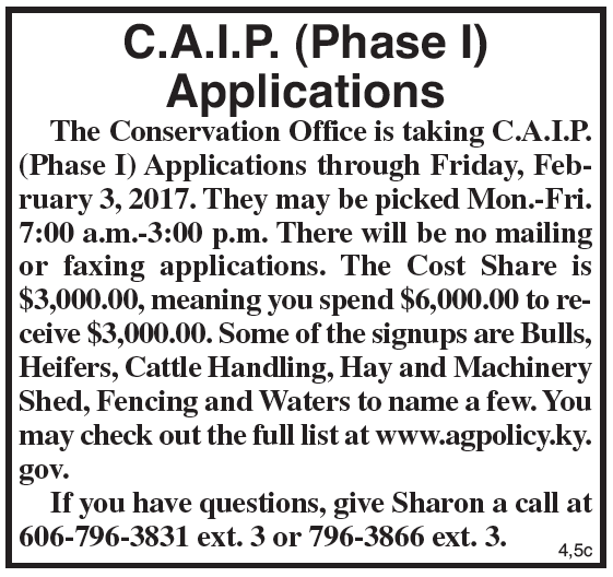 Conservation Office Accepting CAIP Applications