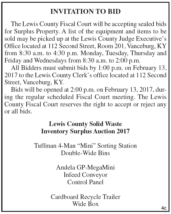 Lewis County Solid Waste, Invitation to Bid