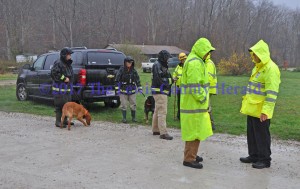 Officials prepare to begin a second full day of searching for a missing Vanceburg man on Lower Twin Branch south of Garrison. - Dennis Brown Photo 