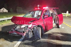 The operator of this vehicle was taken to a hospital following an accident on the AA Highway near Garrison early Monday. - Mark Sparks Photo