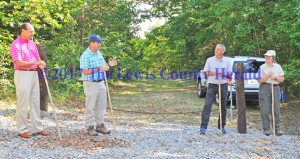 The hiking trail at Crooked Creek Nature Preserve was dedicated Saturday with several officials present. Pictured, left to right, are State Representative Rocky Adkins, Kentucky State Nature Preserve Commission Executive Director Zeb Weese, Lewis County Judge-Executive Todd Ruckel and KSNP Stewardship Manager Joyce Bender. - Dennis Brown Photo