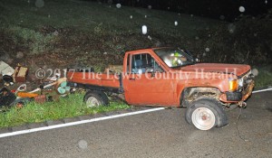 Authorities are looking for the driver of this Toyota pick-up following an accident early this morning on Ky. Rt. 8 east of Vanceburg. A passing motorist reported the accident but the operator of the vehicle could not be located. - Dennis Brown Photo