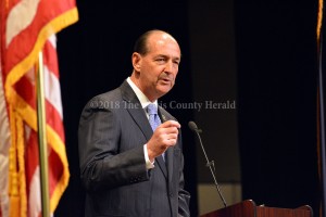 Rocky Adkins makes a point as he announces his run for governor in Morehead. - Dennis Brown Photo